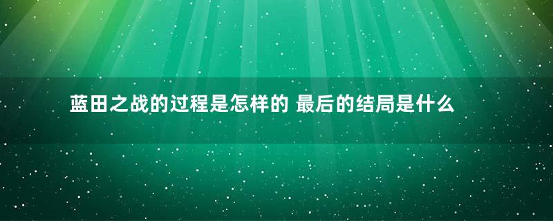 蓝田之战的过程是怎样的 最后的结局是什么